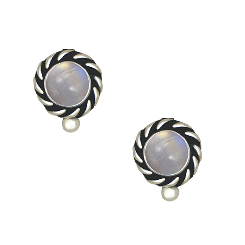 Sterling Silver Little Rainbow Moonstone Post Stud Earrings